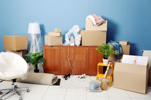 Organized storage space in Haroldhill with boxes and furniture