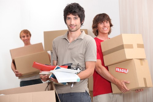 Boxes and household items arranged in a Haroldhill storage unit