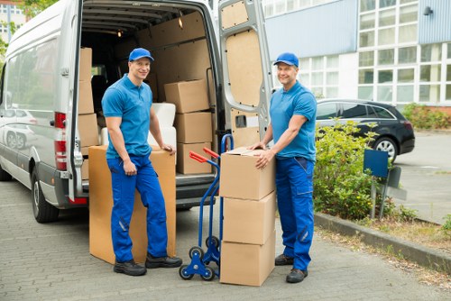 Organized storage space with boxes and furniture in Haroldhill